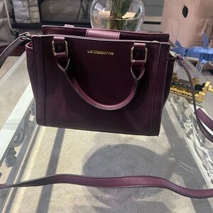 Liz Claiborne Wine Plum Structured Satchel with Shoulder Strap
